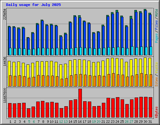 Daily usage for July 2025