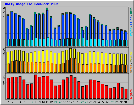 Daily usage for December 2025